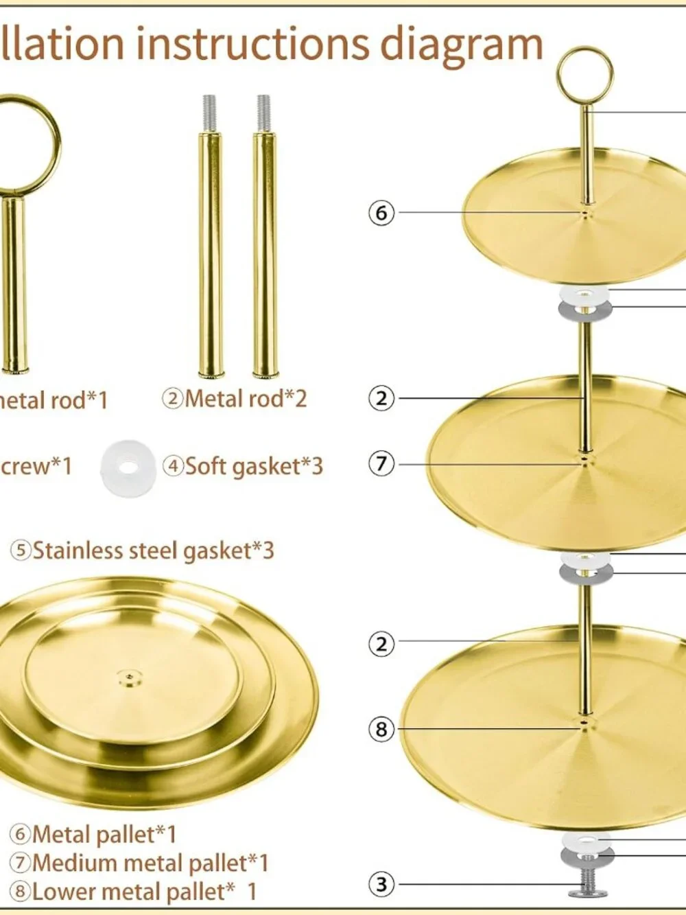 Cupcake Stand 3 Tier – Stainless Steel Cake & Dessert Display Tower for Wedding